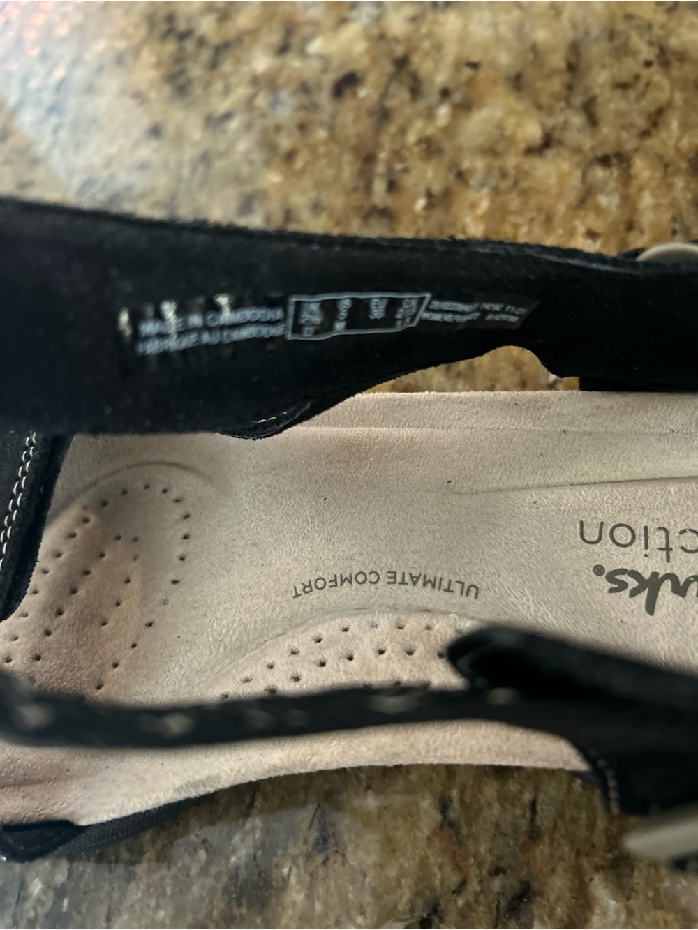 Clarks Black Open-Toe Adjustable Sandals - Picture 6 of 9